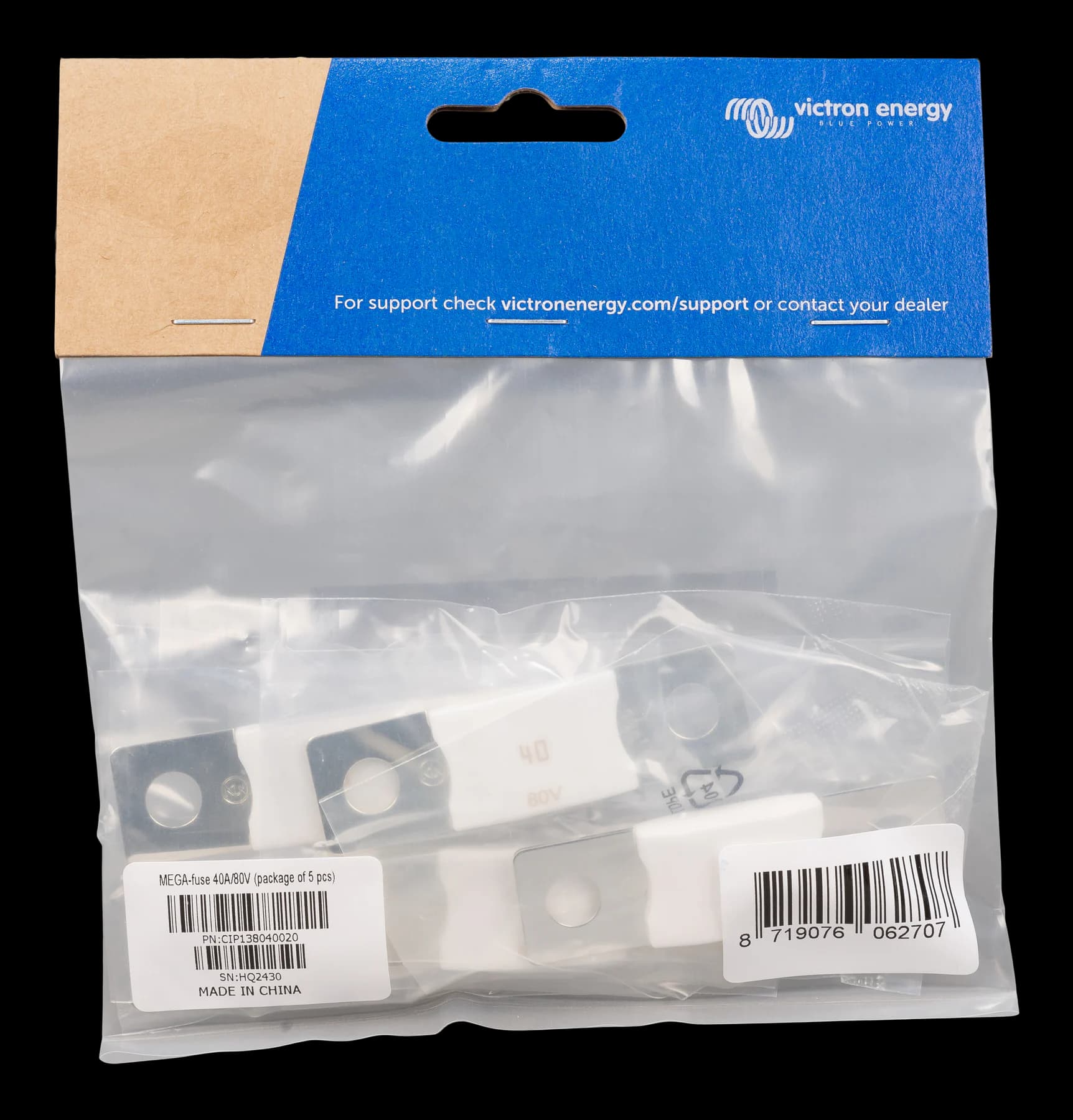 MEGA fuse, 40 A 80 V fuse in its packaging